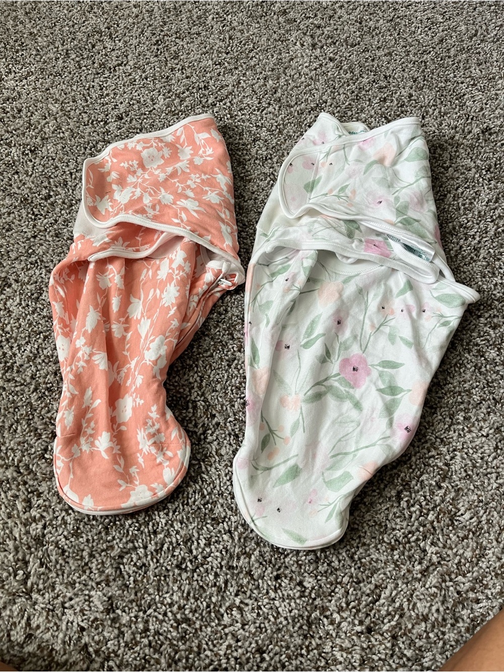 Aden + anais 0-3 month pink and white floral swaddles